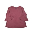 thumbnail image 1 of Womens Burgundy Wine Ruffled Sleeve Dressy Shirt Top T-shirt L, 1 of 2