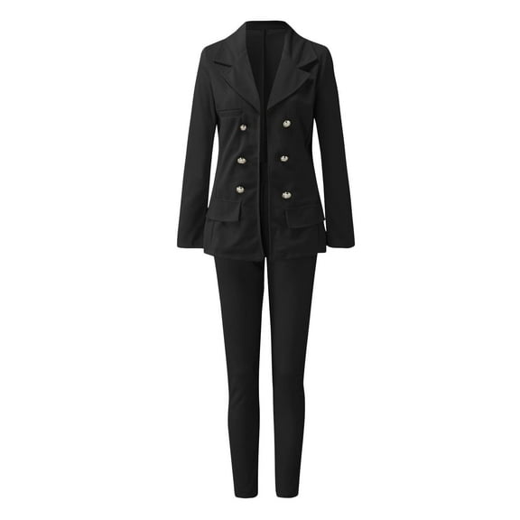 Womens Business Blazer Suits and Trousers 2 Piece Sets Elegant Wedding Gest Outfit Ladies Long Sleeve Lapel Button Jacket Coat Outerwear Long Pants Suit Office Work Formal Outfits