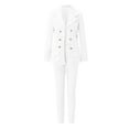 thumbnail image 1 of Womens Business Blazer Suits and Trousers 2 Piece Sets Elegant Wedding Gest Outfit Ladies Long Sleeve Lapel Button Jacket Coat Outerwear Long Pants Suit Office Work Formal Outfits, 1 of 7