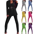thumbnail image 1 of Womens Business Blazers Suits 2 Piece Sets Solid Casual Button Open Front Blazer and Pencil Pants Set Ladies Elegant Wedding Gest Outfit Work Office Formal Suits Set, 1 of 1