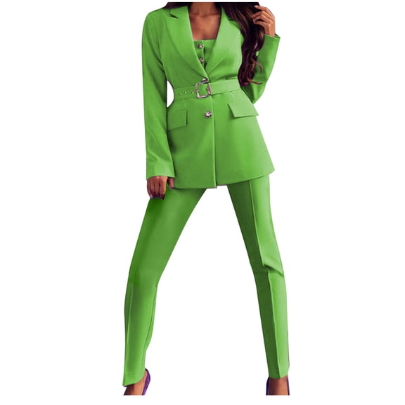 Womens Business Blazers Suits 2 Piece Sets Solid Casual Button Open Front Blazer and Pencil Pants Set Ladies Elegant Wedding Gest Outfit Work Office Formal Suits Set