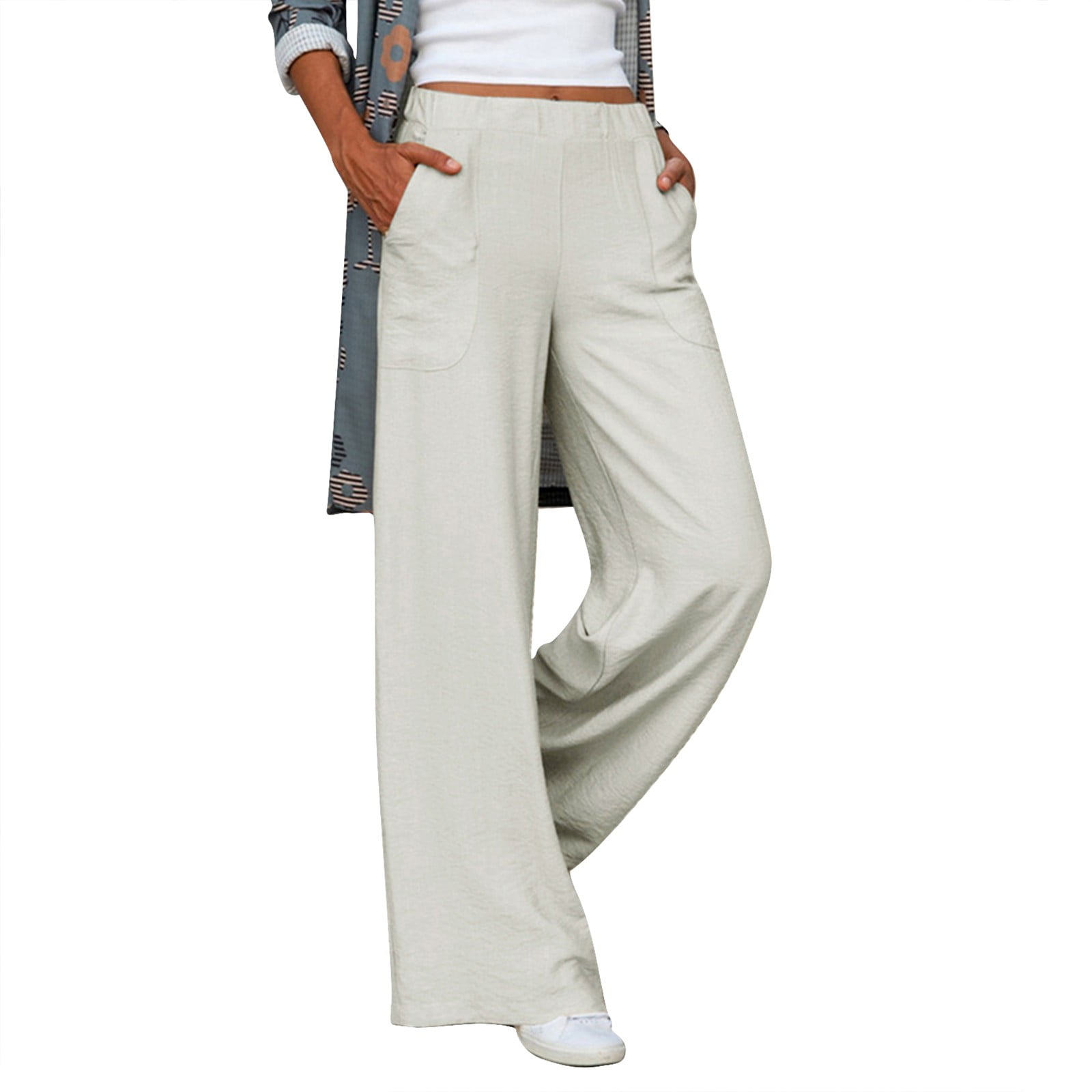 Palazzo Pants for Women Dressy Tall Business Work Pants for Women Solid  Flowy Straight Wide Leg Trousers Loose Fit Pants with Pockets High Waisted