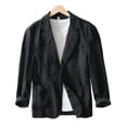 thumbnail image 1 of Womens Business Casual Shirt Jackets Lightweight Loose Fit Linen Blazers Lapel Collar Button down Long Sleeve Pure Color Suit Tops Black XXXL, 1 of 3