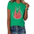 thumbnail image 1 of Womens Business Casual Tops Carnival Striped Festive Comfort Crew Neck Short Sleeves Summer Tops,Green,XL, 1 of 4