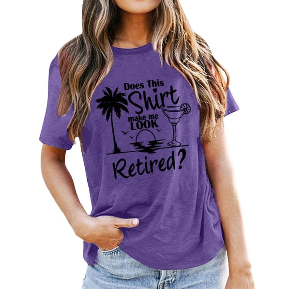 Womens Business Casual Tops Classic Crew Neck Short Sleeve Soft Basic Comfort Beach Vacation Clothes for Women,Purple,2XL