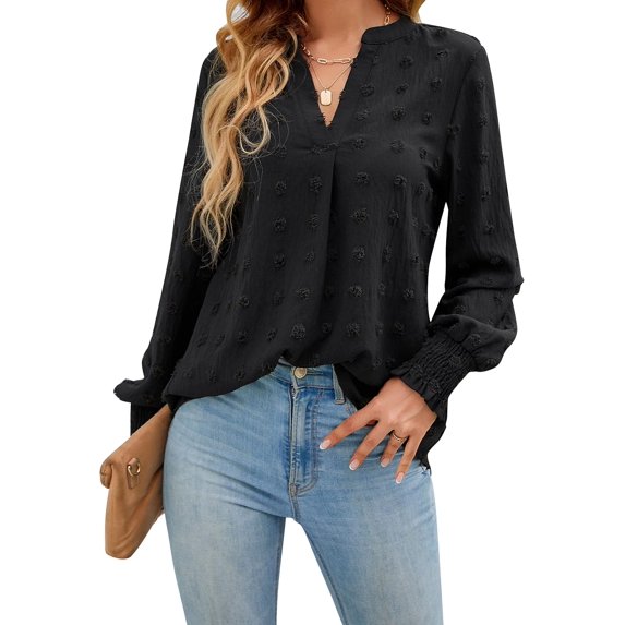 Womens Business Casual Tops Long Sleeve V Neck Dressy Office Work Fall Shirt Chiffon Blouse