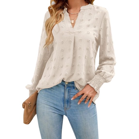 Womens Business Casual Tops Long Sleeve V Neck Dressy Office Work Fall Shirt Chiffon Blouse