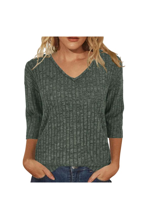 Womens Business Casual Tops Three Quarter Sleeve Ribbed Textured Turtleneck Soft Brushed Womens Button Down Shirt,Green,S