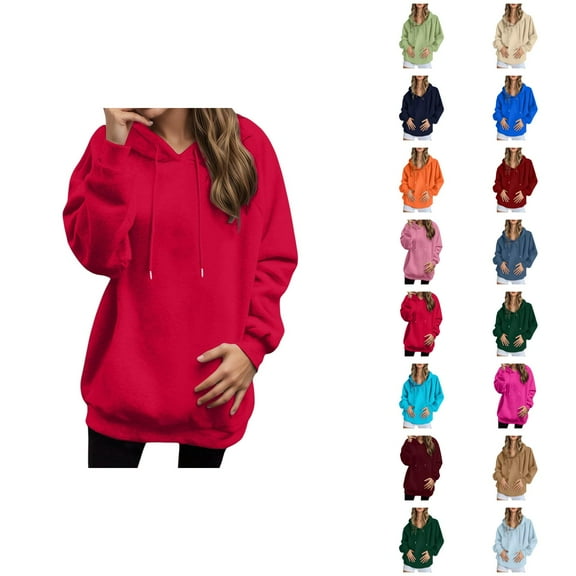 Womens Business Casual Tops Women's Solid Sweatshirt Women's Casual Pullover Hoodie Solid Color Raglan Sleeve Comfortable Sweatshirt Lightweight Warm Hooded Jacket For Everyday Wear