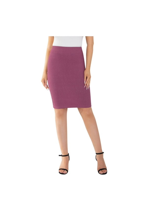 Womens Business Formal Skirts Dressy Casual Sparkly Bodycon Pencil Skirts Summer Office Work Wear Purple, M