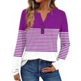 thumbnail image 1 of Womens Business Tops, Yigetop Womens Long Sleeve Henley Shirts Fall Fashion Tops Trendy V Neck Blouses Tunic Sweater Tops Womens Fall Shirts Purple 3XL, 1 of 4