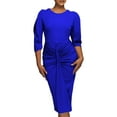 thumbnail image 1 of Womens Business Work Office Crew Neck Pencil Dress Elegant Ruched Long Dress, 1 of 8