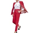 thumbnail image 1 of Womens Business Work Suit Set Long Sleeve Double Breasted Blazer with Straight Suit Pants Basic Office Formal Suit Sets, 1 of 6