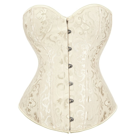 Womens Bustier Corset Top Overbust Corset For Women Lace Up Corset Tops For Women Beige S