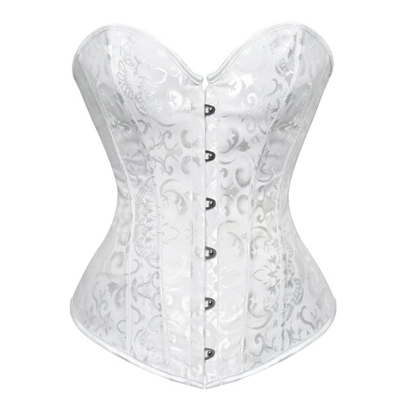 Womens Bustier Corset Top Overbust Corset For Women Lace Up Corset Tops For Women White 2XL