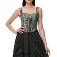 thumbnail image 1 of Womens Bustier Corsets Renaissance Vintage Lace Up Overbust Corset Tops Pirate Bodyshaper Waist Cincher Bodice Green, XL, 1 of 7