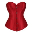thumbnail image 1 of Womens Bustiers & Corsets Women's Bustier Corset Tops Plus Size Satin Waist Cincher Overbust Bustiers Solid Color Waist Bride Shapewear Tops Corset Lingerie Set S-7 Wine XL, 1 of 5