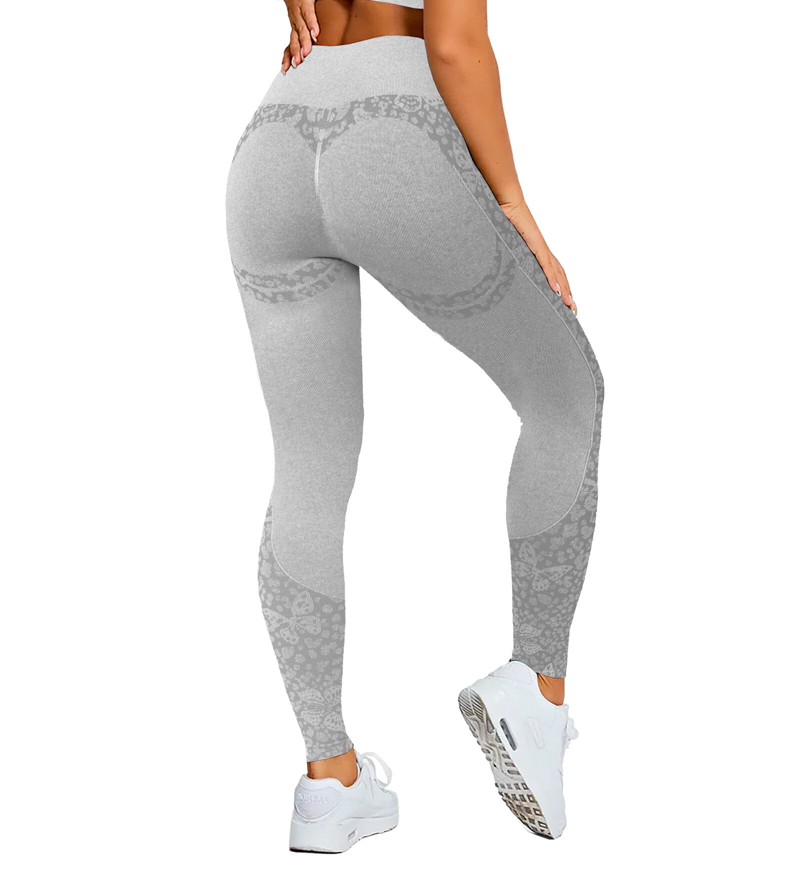 Womens Butt Lifting Seamless Butterfly Leggings for Gym Workout Yoga  Running by MAXXIM Grey Medium 