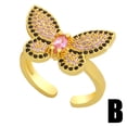 thumbnail image 1 of Womens Butterfly Ring With Rhinestones Gold Plated Copper Adjustable Open Band Korean Fashion Jewelry Gift Now, 1 of 6