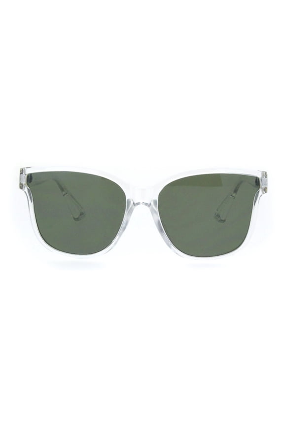 Womens Butterfly Shape Panel Lens Plastic Minimal Sunglasses Clear Green