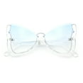 thumbnail image 1 of Womens Butterfly Upside Down Half Rim Plastic Oversized Sunglasses Clear - Blue, 1 of 8
