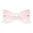 thumbnail image 1 of Womens Butterfly Upside Down Half Rim Plastic Oversized Sunglasses Clear - Pink, 1 of 8
