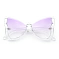 thumbnail image 1 of Womens Butterfly Upside Down Half Rim Plastic Oversized Sunglasses Clear - Purple, 1 of 8