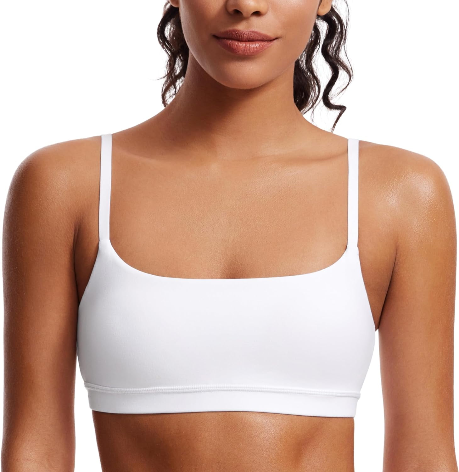  Butterluxe Mini Bra For Women - Scoop Neck Low Impact  Wireless Sports Bra Yoga Cami Padded Workout Bra Tan Milkshake Large