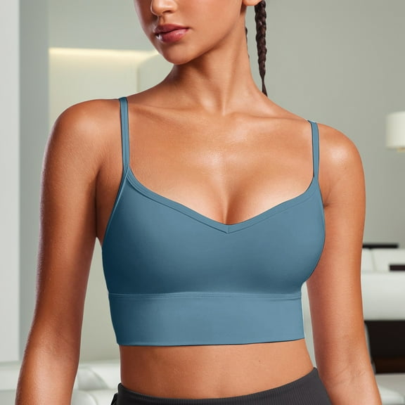 Womens Butterluxe Sweetheart Longline Sports Bra V Neck Adjustable Thin Strap Yoga Bra Compression Bras Tan Bra for Women Underwire Bras for Women Pack of Bras for Women Sports Bra Running Thin Bras