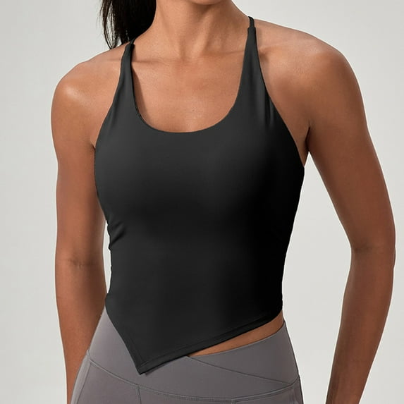 Womens Butterluxe Y Back Longline Sports Bras Spaghetti Straps Racerback Padded Yoga Workout Crop Tank Top 3x Tops for Women plus Size Bra Crop Tops for Womens Lace Silk Camisole M plus Size Womens