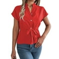 thumbnail image 1 of Womens Button Down Blouses Casual Summer Tops Dressy Chiffon Work Shirts Red M, 1 of 8