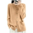 thumbnail image 1 of Womens Button Down Cardigan Sweaters, Fall Sweaters for Women Open Front Casual Solid Color Knitted Long Sleeve Pullover with Pockets, 1 of 4