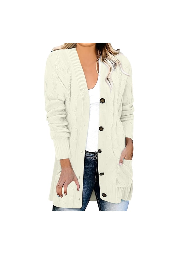 Womens Button Down Cardigan Sweaters Solid Color Button Long Cardigan Top Open Front Long Sleeve Lightweight Knit Outwear Coats