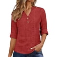 thumbnail image 1 of Womens Button-Down Cotton Linen Top，Plus Size Gauze Tops Gauze Tunic Shirts For Women Womens Gauze Tops And Blouses Cotton Peasant Tops Cotton Blouses For Women Bohemian Tops For Women Linen Tunic, 1 of 4