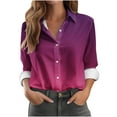 thumbnail image 1 of Womens Button Down Dressy Blouses, Long Sleeve Shirts for Women Fall Fashion Plus Size Ombre Tie Dye Lapel T-Shirts S-5XL, 1 of 5