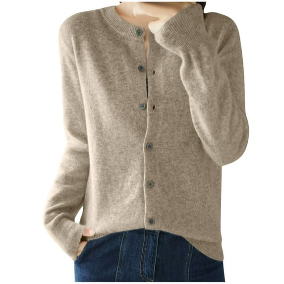 Womens Button Down Fall Sweater, Cardigan Sweaters for Women Open Front Lightweight Casual Solid Color Knitted Long Sleeve Pullover Coats