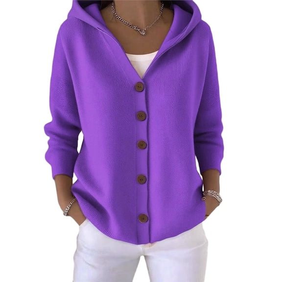 Womens Button Down Hooded Cardigan Sweaters, Knit Hoodie Coat Jacket, Soft and Comfortable XXL