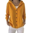 thumbnail image 1 of Womens Button Down Hooded Cardigan Sweaters, Knit Hoodie Coat Jacket, Soft and Comfortable Yellow XL, 1 of 5