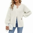 thumbnail image 1 of Womens Button Down Long Sleeve Chunky Soft Knit Sweater Fall Open Front Loose Casual Cardigan Coat White M, 1 of 8