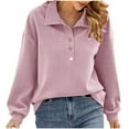 thumbnail image 1 of Womens Button Down Plus Size Shirt Cotton Long Sleeve Collared V Neck Solid Color Work Office Casual Loose Blouses Tops, 1 of 5