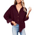 thumbnail image 1 of Womens Button Down Shirt Corduroy Long Sleeve V-Neck Collared Plain Blouses Oversized Baggy Solid Loose Fit Tops with Pocket, 1 of 6