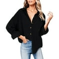 thumbnail image 1 of Womens Button Down Shirt Corduroy Long Sleeve V-Neck Collared Plain Blouses Oversized Baggy Solid Loose Fit Tops with Pocket, 1 of 6