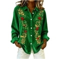 thumbnail image 1 of Womens Button Down Shirt Springs Long Sleeve Tops Casual Loose Blouses Fashion Turndown Collar Corduroy Shirts Jacket, 1 of 2
