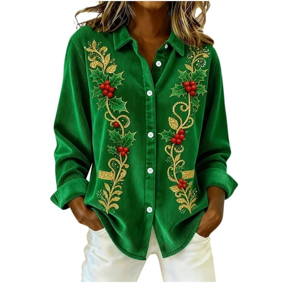 Womens Button Down Shirt Springs Long Sleeve Tops Casual Loose Blouses Fashion Turndown Collar Corduroy Shirts Jacket
