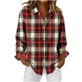thumbnail image 1 of Cloaraye Womens Button Down Shirt Summer Plaid Long Sleeve T-Shirt Tops Casual Loose Blouses Fashion Turndown Collar Flannel Shirts, 1 of 7