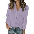 thumbnail image 1 of Womens Button Down Shirts Casual Long Sleeve Cotton Dressy Shirt Oversized Boyfriend Solid Tunic Tops with Pockets, 1 of 5