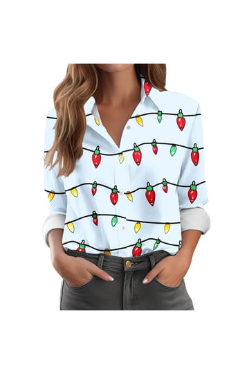 christmas dress shirts womens Dressy Blouses for Women FESTIVE