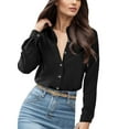 thumbnail image 1 of Womens Button Down Shirts Dressy Casual Solid Long Sleeved Lapel Collar Work Blouses Spring Summer Trendy Classic Fit Business Tops, 1 of 4