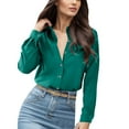 thumbnail image 1 of Womens Button Down Shirts Dressy Casual Solid Long Sleeved Lapel Collar Work Blouses Spring Summer Trendy Classic Fit Business Tops, 1 of 4