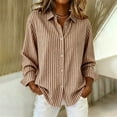 thumbnail image 1 of Womens Button Down Shirts Fashion Striped Printed Dress Shirt Long Sleeve Collared Office Work Blouses Tops, 1 of 5